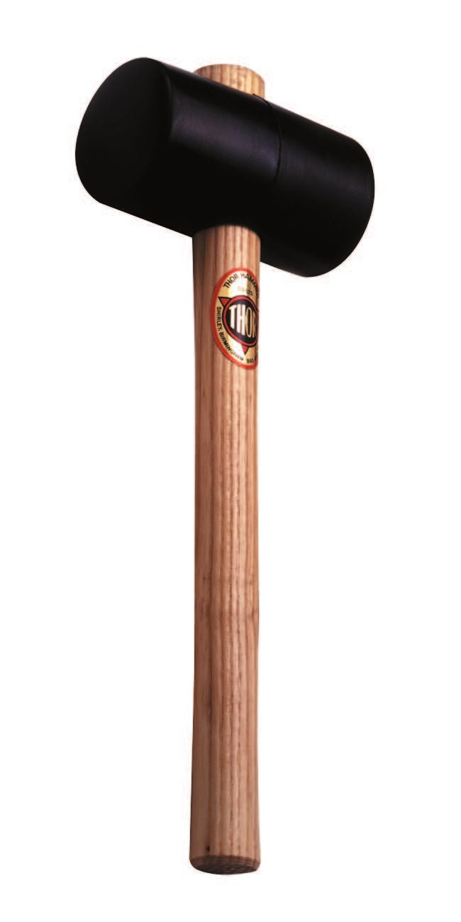THOR Schwarzgummi Hammer, Rund Ø x l 90 x 139 mm, 1.100 g, mit Holzstiel
