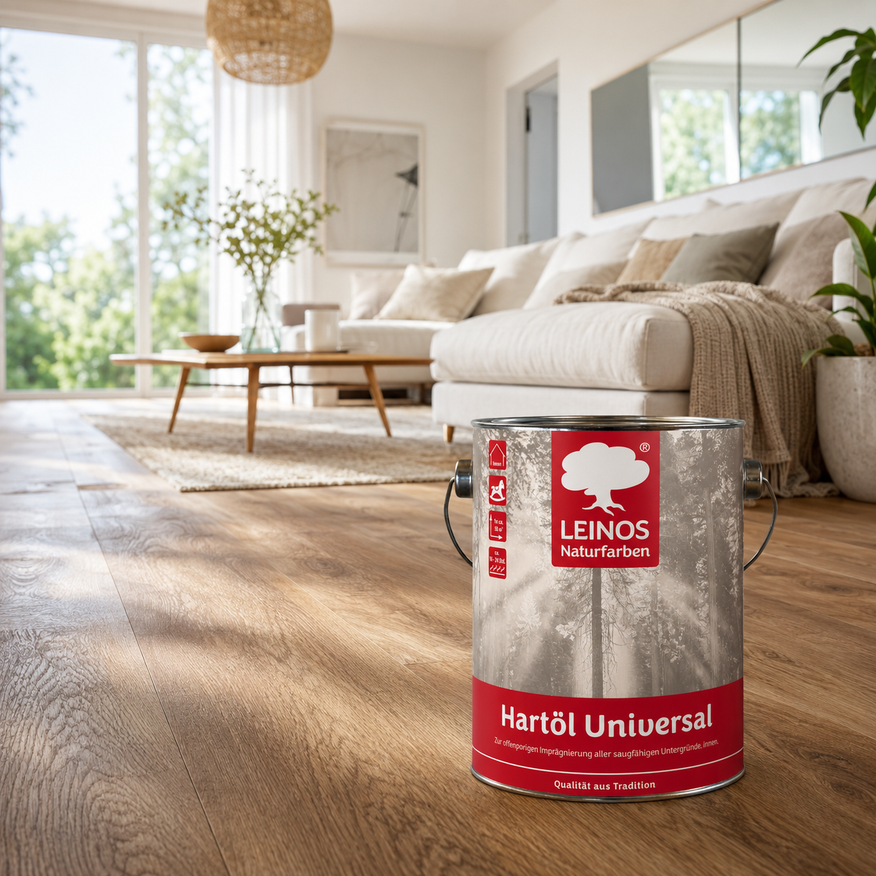 LEINOS 259 Hartöl Universal 2,5 l |Für alle Hölzer im Innenbereich, insbesondere Fußböden, aber auch für Kork | Leicht zu verarbeitende, universelle Grundierung und Endbeschichtung