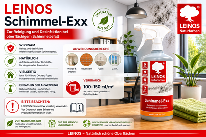 LEINOS 960 Schimmel-Exx 1,00 l Zum sicheren Entfernen von Schimmelpilzen im Innenbereich Ohne Chlorchemie Leicht fließende Flüssigkeit.