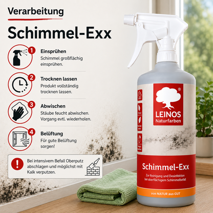 LEINOS 960 Schimmel-Exx 1,00 l Zum sicheren Entfernen von Schimmelpilzen im Innenbereich Ohne Chlorchemie Leicht fließende Flüssigkeit.