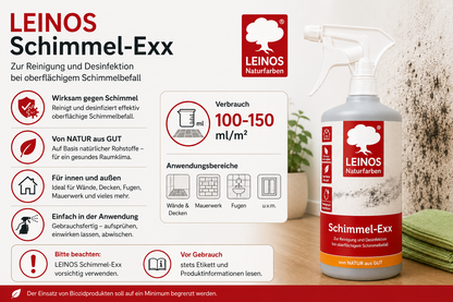 LEINOS 960 Schimmel-Exx 1,00 l Zum sicheren Entfernen von Schimmelpilzen im Innenbereich Ohne Chlorchemie Leicht fließende Flüssigkeit.