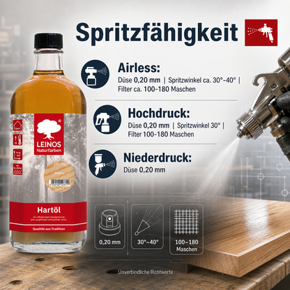 LEINOS Holzöl 250 ml | Hartöl Farblos für Tische Möbel Arbeitsplatten | Teak Eiche Möbelöl für effektive Versiegelung und langanhaltenden Schutz im Innenbereich