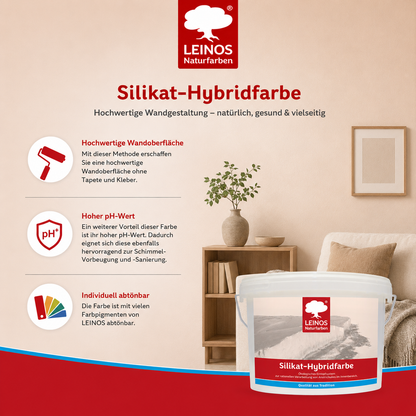 LEINOS Silikat-Hybridfarbe 10L – Vlieskleber und Wandfarbe