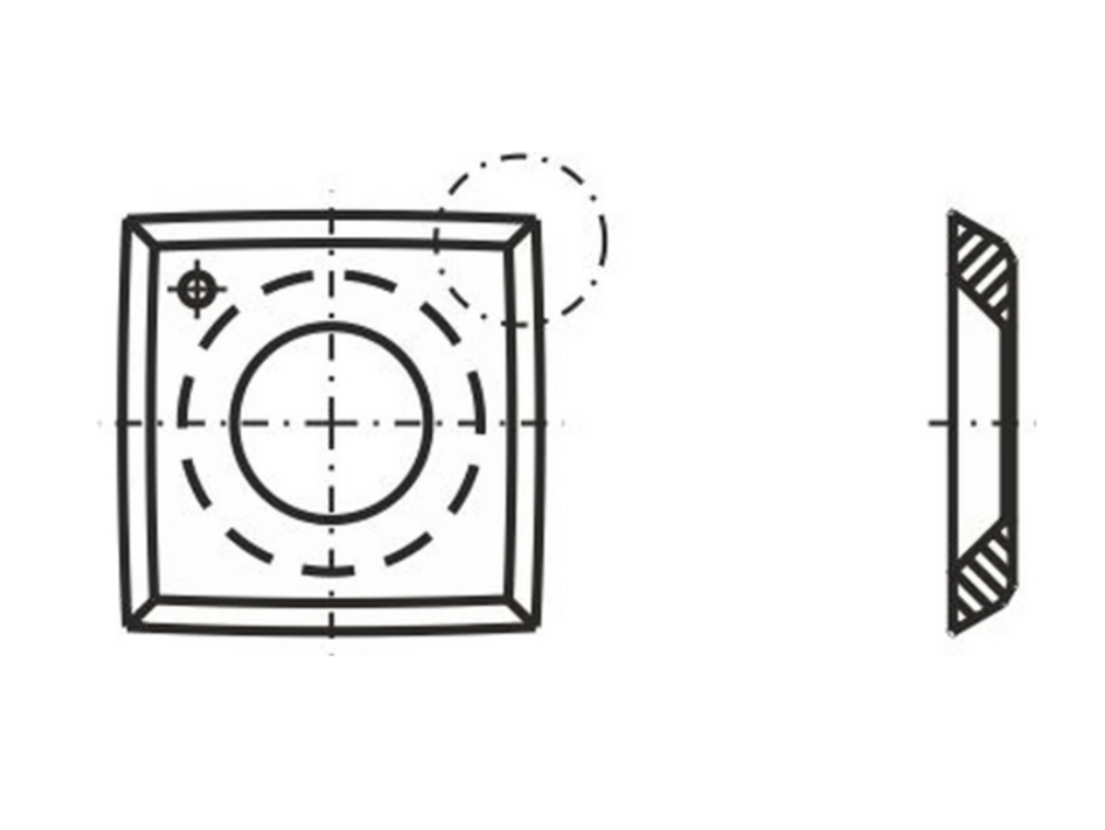 Quadratische Wendeplatte 11 | 9 x 9 x 1,5mm 35° d=4 | 10 Stück | Wendemesser für Hartholz und Weichholz und Plastik geeignet | Ersatzmesser für Vorschneider, Lackfräser, Nutfräser | T04F