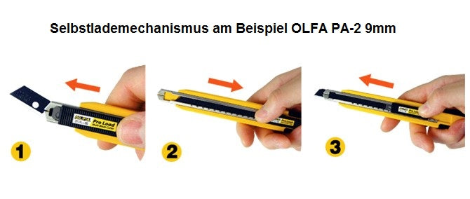 OLFA Cuttermesser PL-1 mit Selbstlader und Klingenmagazin inkl. 3 Klingen