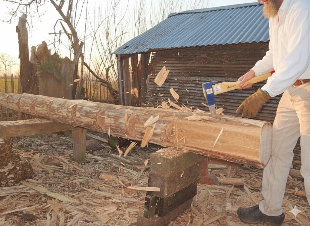 STUBAI Bandhacke mit Nagelzieher/Stiel 800 mm Kopfgewicht 1500 g | Zimmeraxt/Bundaxt zum Behauen von Rohholz, Kerben & Kerven | Spezialaxt für Abbund, Zapfen & Hilfsarbeiten