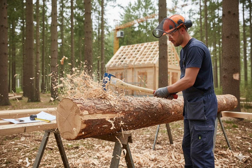 STUBAI Bandhacke mit Nagelzieher/Stiel 800 mm Kopfgewicht 1500 g | Zimmeraxt/Bundaxt zum Behauen von Rohholz, Kerben & Kerven | Spezialaxt für Abbund, Zapfen & Hilfsarbeiten