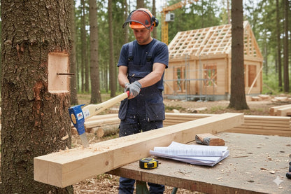 STUBAI Bandhacke mit Nagelzieher/Stiel 800 mm Kopfgewicht 1500 g | Zimmeraxt/Bundaxt zum Behauen von Rohholz, Kerben & Kerven | Spezialaxt für Abbund, Zapfen & Hilfsarbeiten