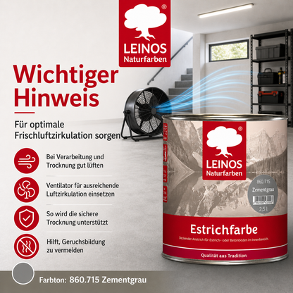 Estrichfarbe 860 | 2,5 Liter | für innen | Schutz & Farbgebung für offenporige Estrich- & Betonflächen | abriebfest, wasserabweisend, speichel- & schweißecht |  Zementgrau