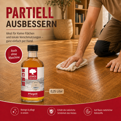 LEINOS 285 Pflegeöl 202 Weiß 0,25 Liter | Zur Behandlung aller geölten und gewachsten Flächen wie Holz, Kork und Linoleum im Innenbereich |