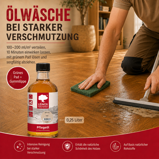 LEINOS 285 Pflegeöl 202 Weiß 0,25 Liter | Zur Behandlung aller geölten und gewachsten Flächen wie Holz, Kork und Linoleum im Innenbereich |