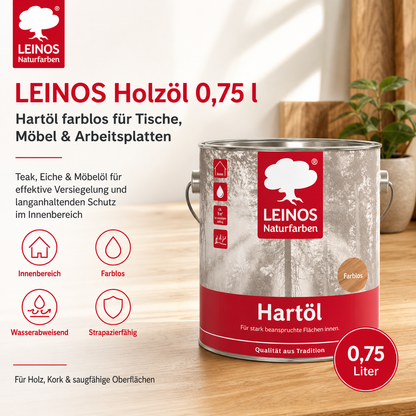 LEINOS Holzöl 250 ml | Hartöl Nussbaum für Tische Möbel Arbeitsplatten | Teak Eiche Möbelöl für effektive Versiegelung und langanhaltenden Schutz im Innenbereich
