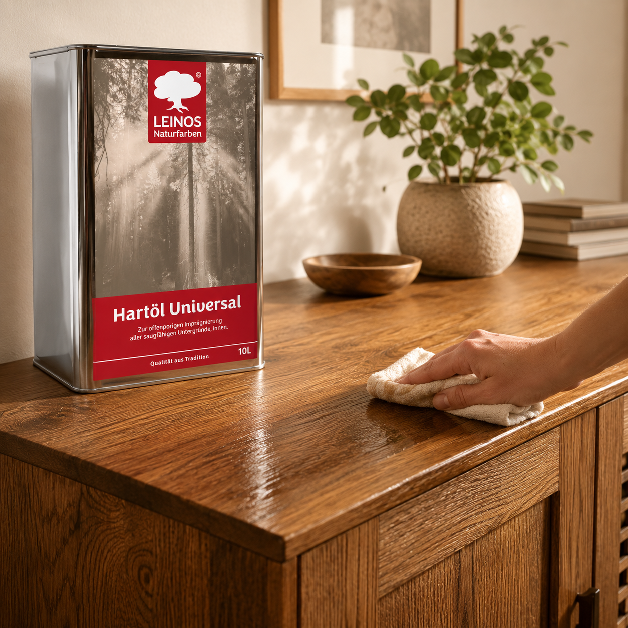 LEINOS 259 Hartöl Universal 10,0 l |Für alle Hölzer im Innenbereich, insbesondere Fußböden, aber auch für Kork | Leicht zu verarbeitende, universelle Grundierung und Endbeschichtung