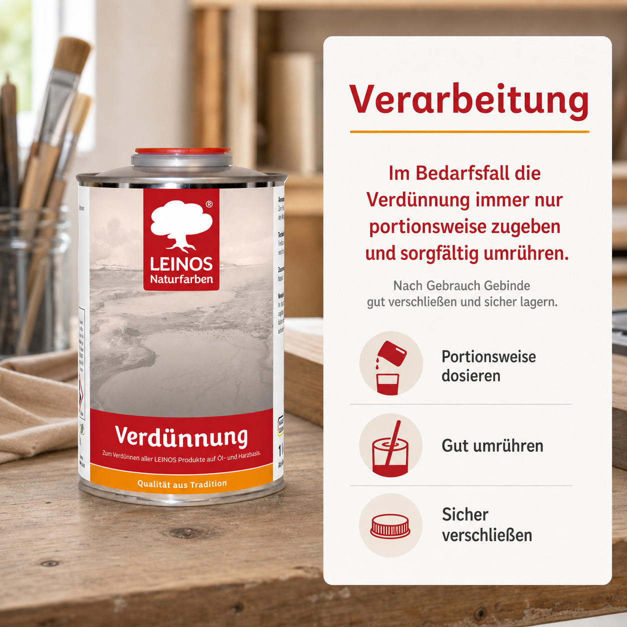 LEINOS 200 Verdünnung 1 Liter | Zum Verdünnen aller öligen Produkte sowie zur Reinigung der Arbeitsgeräte. Auch als Fleckentferner geeignet.