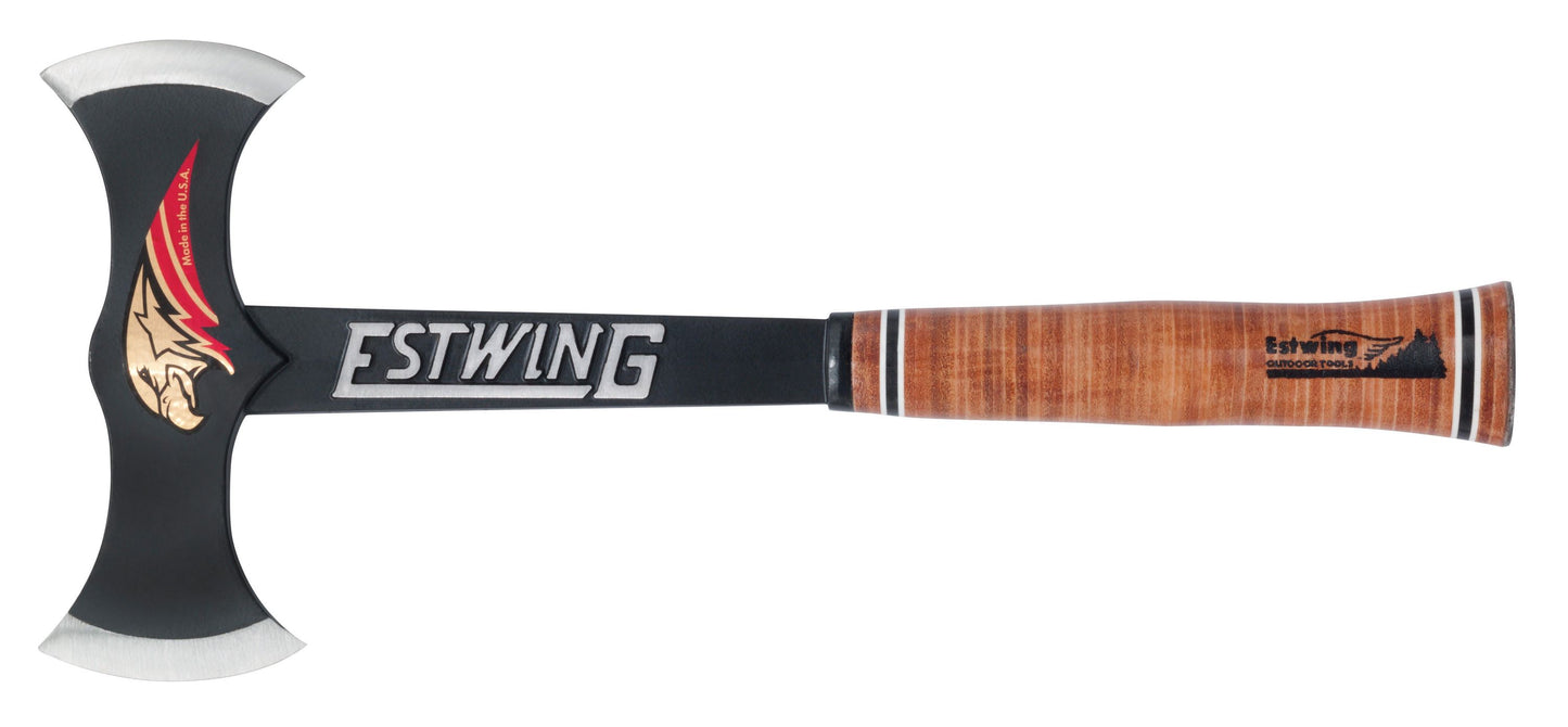 ESTWING Black Eagle Doppelaxt mit Ledergriff,1060g, Nylon Schutzhülle