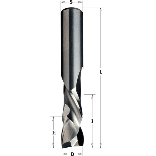 Vollhartmetall Fräser 8x32x80mm mit positiv & negativ spiralgenuteten Schneiden Z2+2 Linkslauf